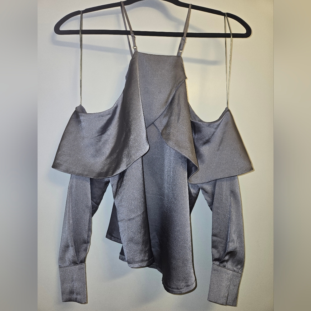 Mendocino Silver Cold Shoulder Blouse NWT
